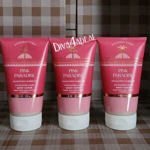 3x Bath & Body Works PINK PARADISE Dragonfruit & Hibiscus 8oz Body Scrubs